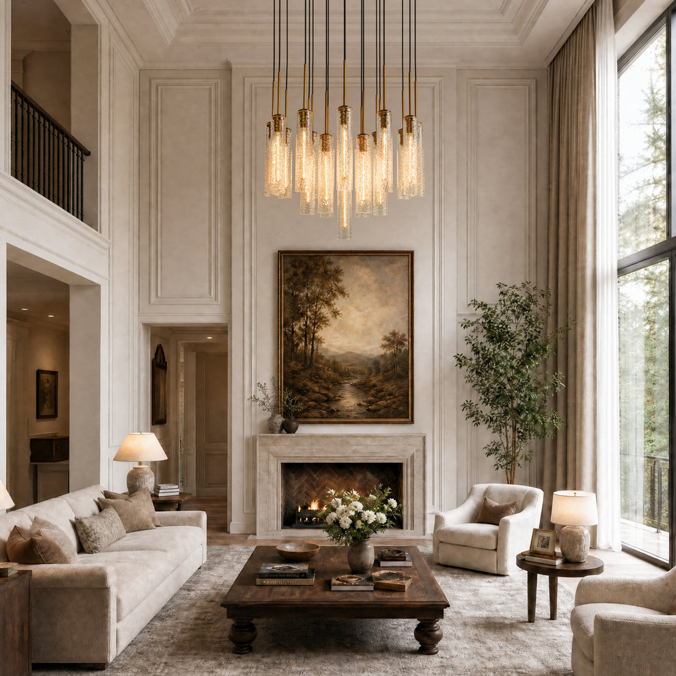 Colleena Fluted Glass Round Chandelier
