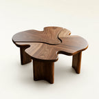 Clover-Shaped Walnut Coffee Table