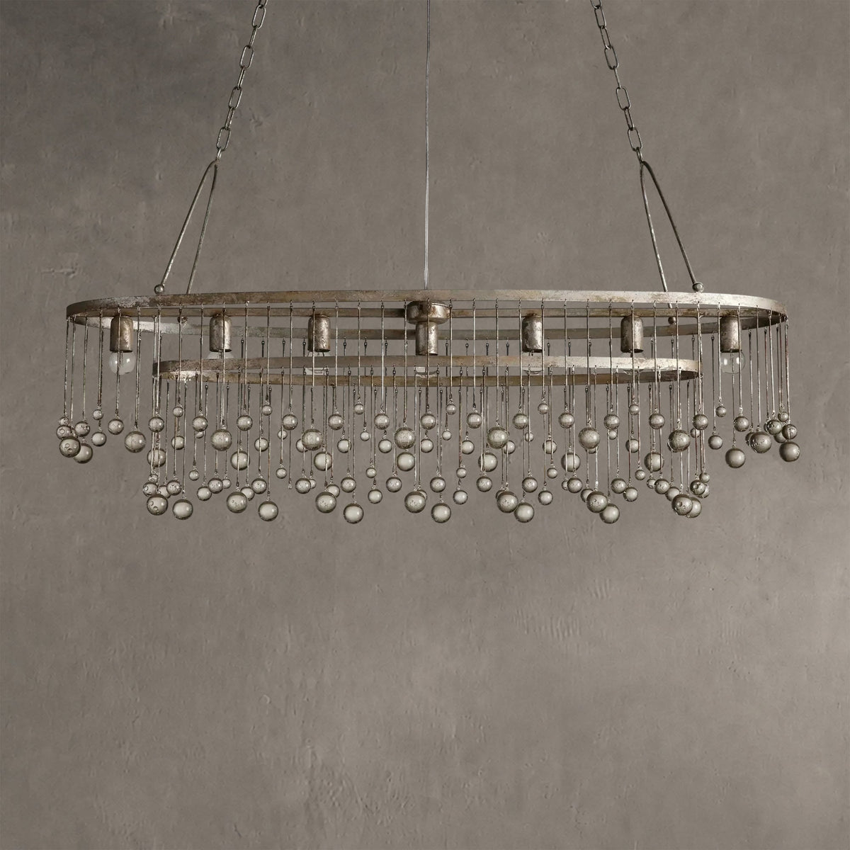 Aubrey Oval Crystal Ball 7 Light Chandelier
