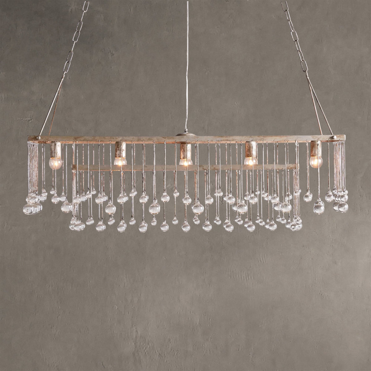 Aubrey Crystal Ball Rectangular Chandelier 47'' 60''