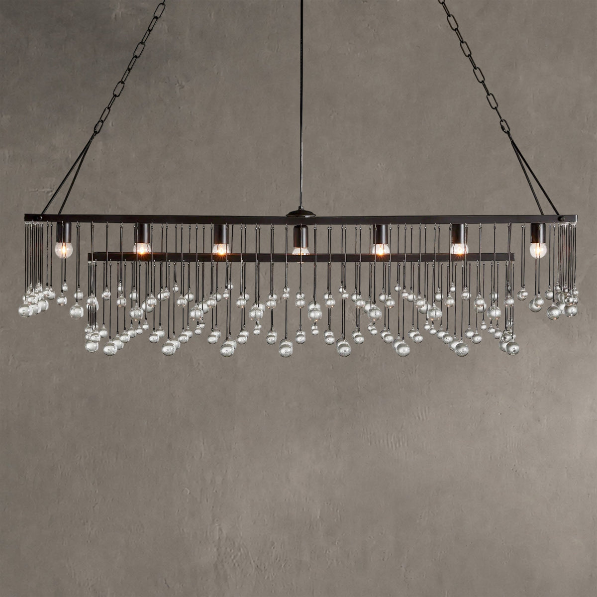 Aubrey Crystal Ball Rectangular Chandelier 47'' 60''