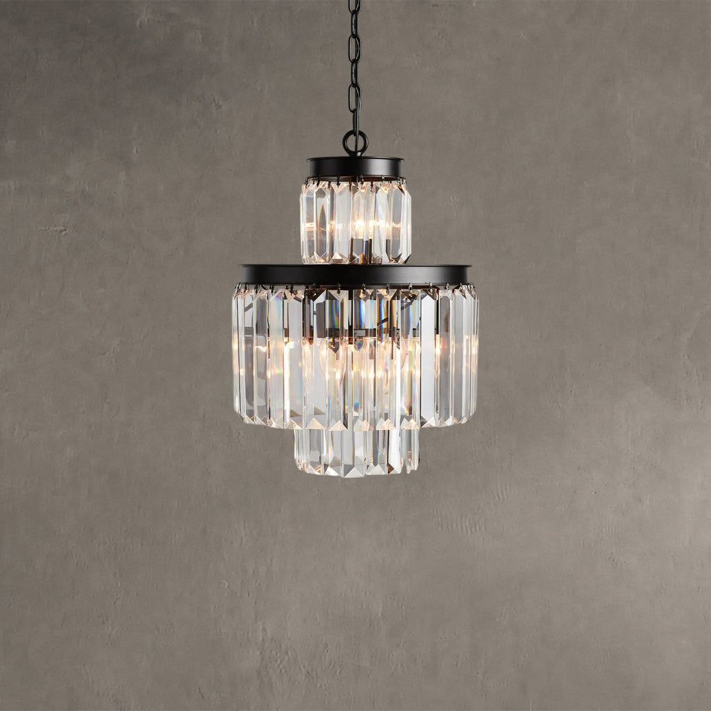 Leyland 6-Light Chandelier Faceted Glass Crystals Rustic Iron Frame