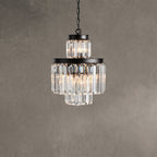 Leyland 6-Light Chandelier Faceted Glass Crystals Rustic Iron Frame