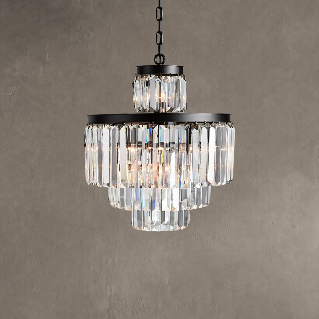 Leyland 11-Light Art Deco Chandelier with K9 Glass Crystals
