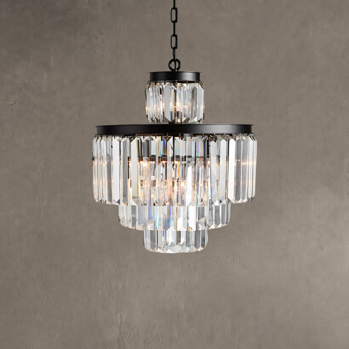Leyland 11-Light Art Deco Chandelier with K9 Glass Crystals