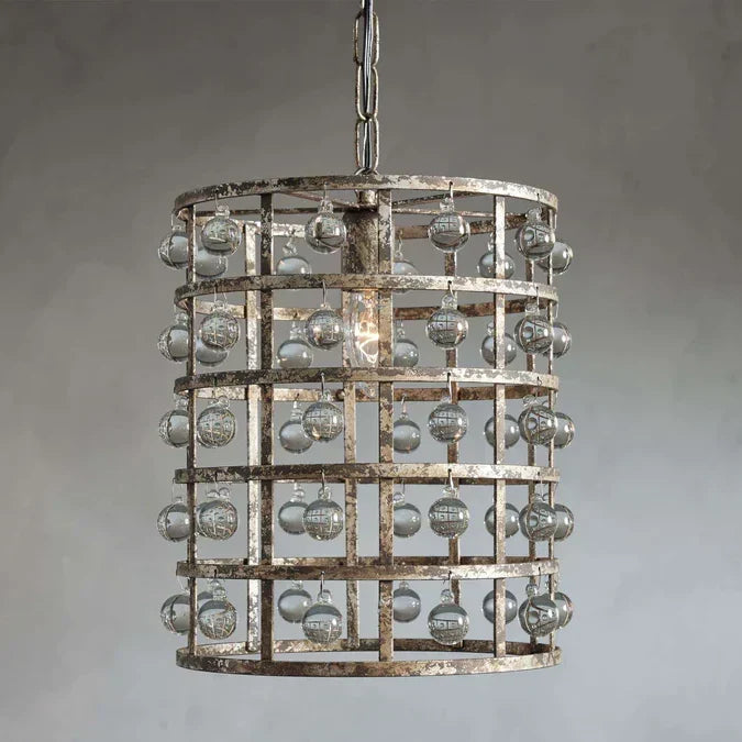 La Cage 12" Pendant in Silver Clay