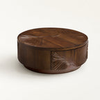 Ginkgo-Carved Walnut Coffee Table