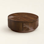 Ginkgo-Carved Walnut Coffee Table