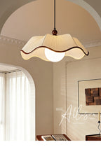 French Scalloped Pleated Fabric Pendant Light