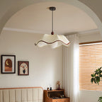 French Scalloped Pleated Fabric Pendant Light