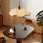 French Scalloped Pleated Fabric Pendant Light
