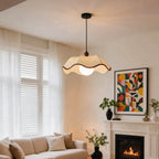 French Scalloped Pleated Fabric Pendant Light