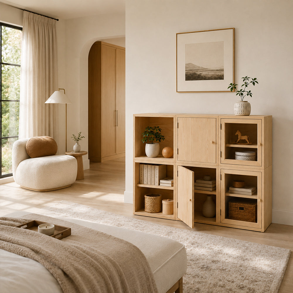 Modular Light Wood Storage Cube
