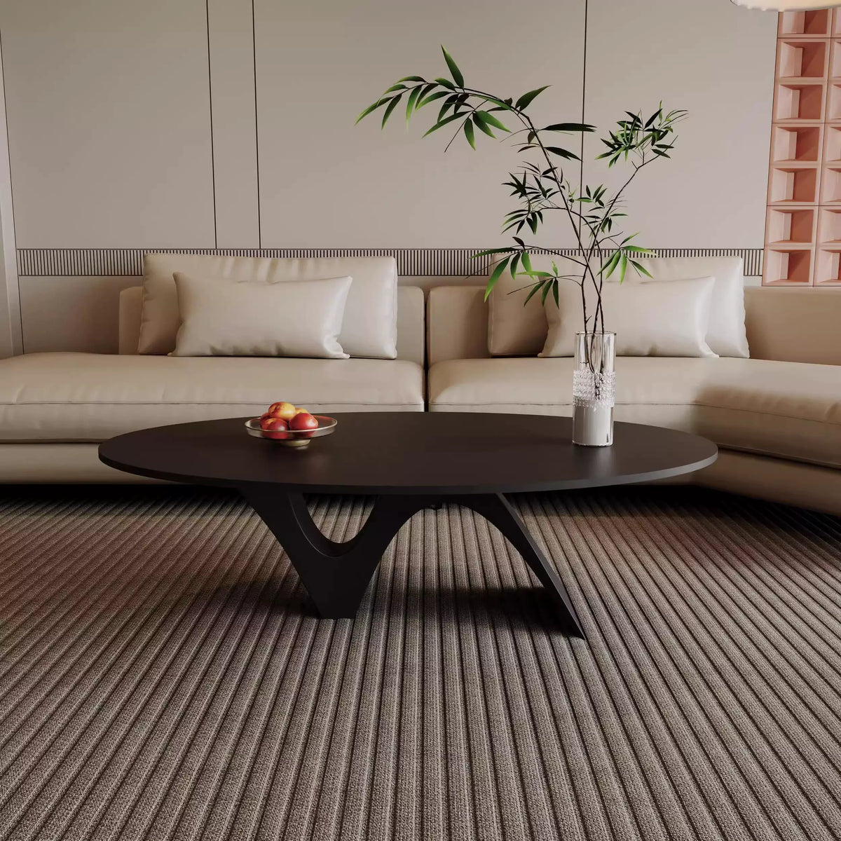 Oval Dark Wood Statement Coffee Table