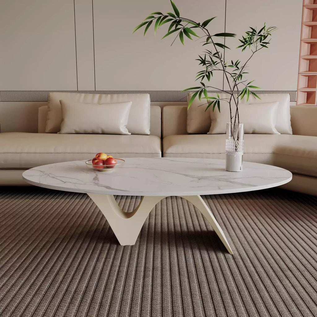 Oval Dark Wood Statement Coffee Table