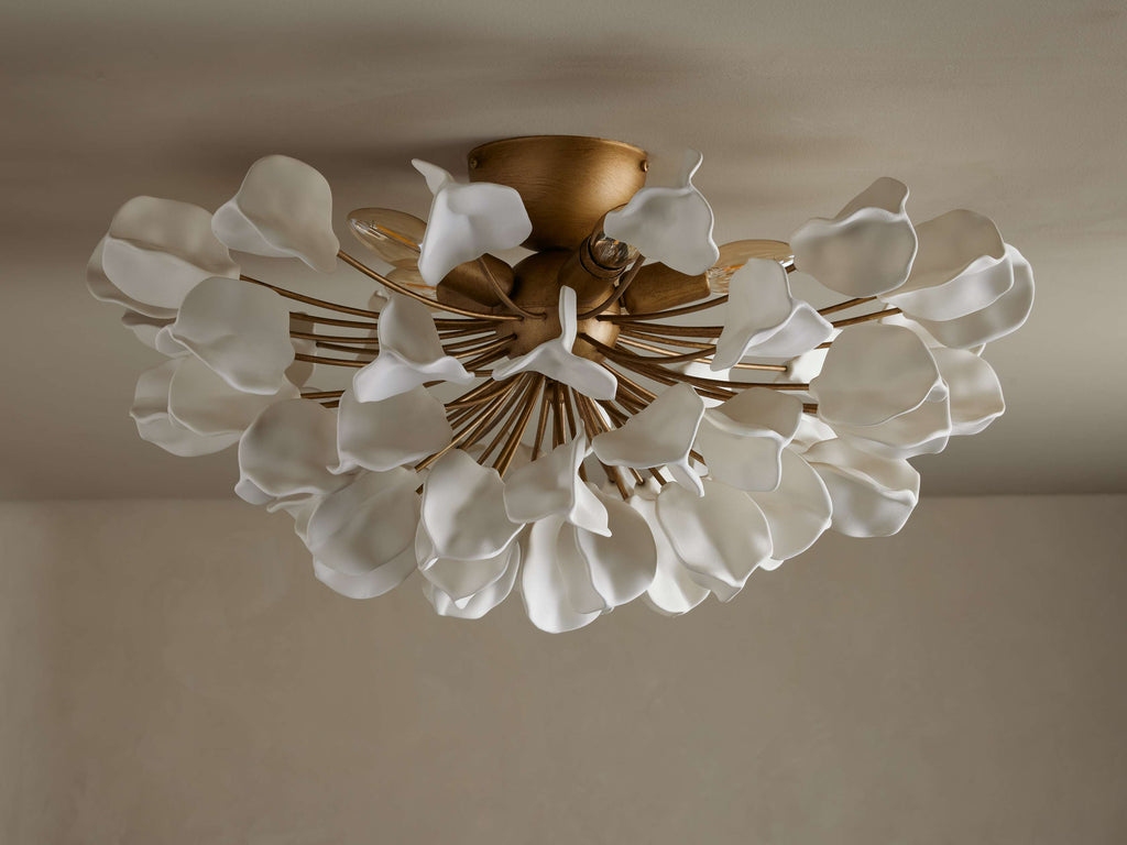 Organic Ceramic Petal Flush Mount Ceiling Light