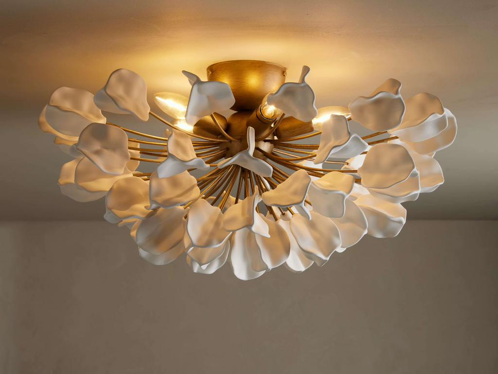 Organic Ceramic Petal Flush Mount Ceiling Light