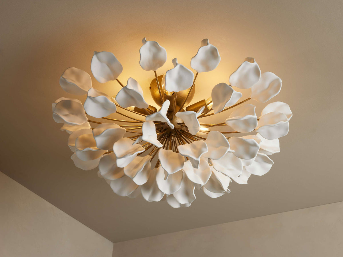 Organic Ceramic Petal Flush Mount Ceiling Light