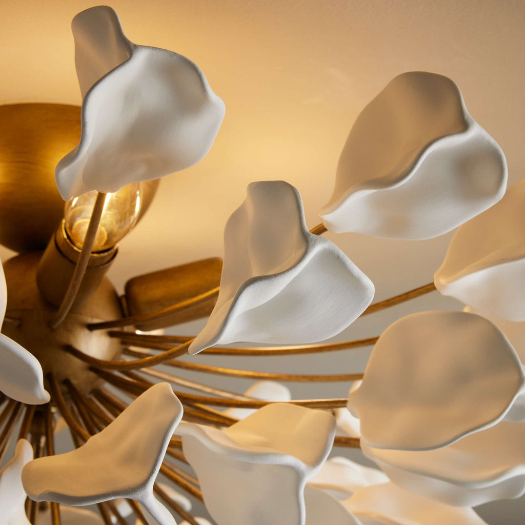 Organic Ceramic Petal Flush Mount Ceiling Light