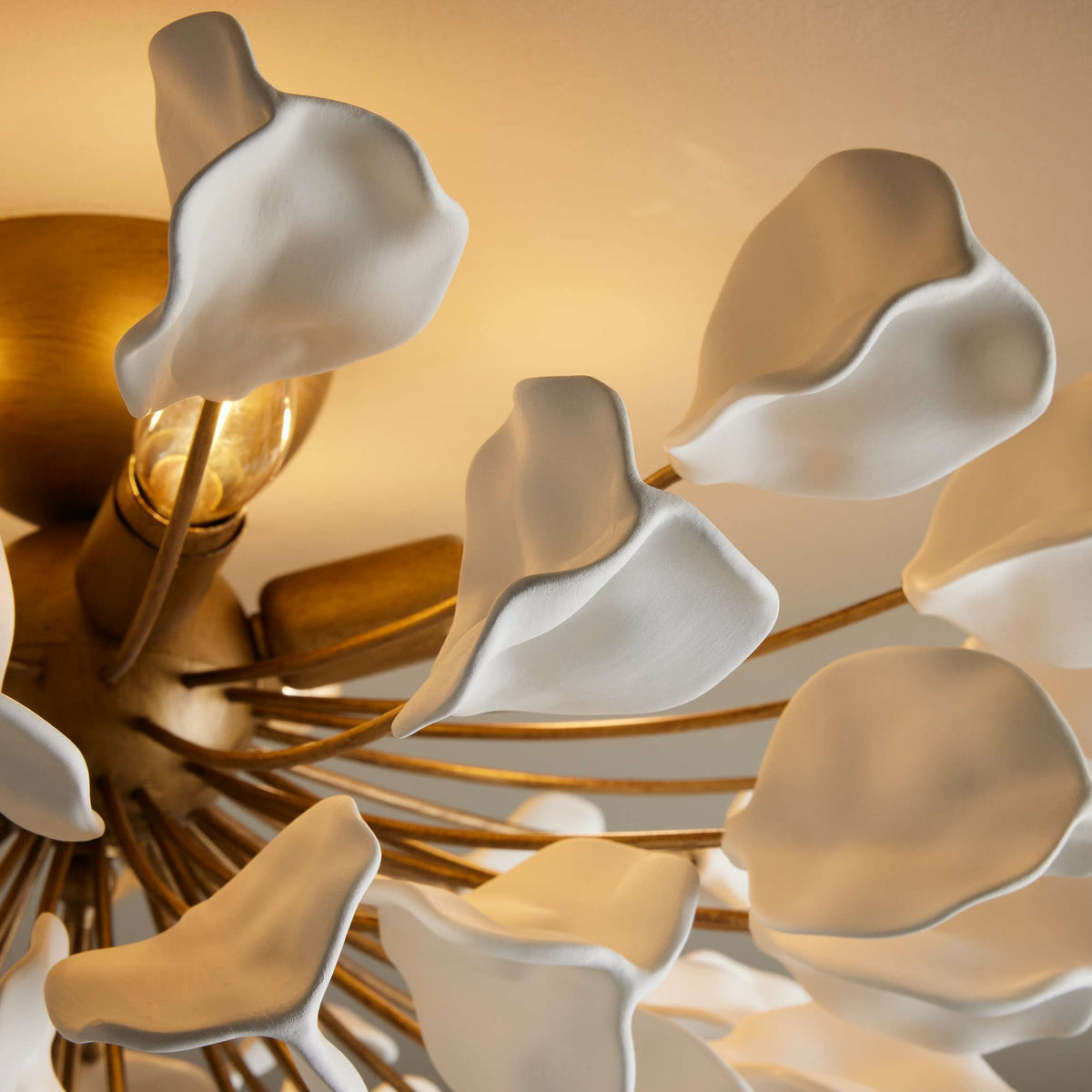 Organic Ceramic Petal Flush Mount Ceiling Light