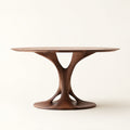 Sculptural Walnut Pedestal Dining Table