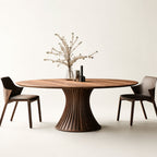 Sculptural Walnut Pedestal Dining Table