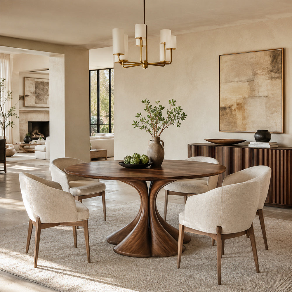 Sculptural Walnut Pedestal Dining Table