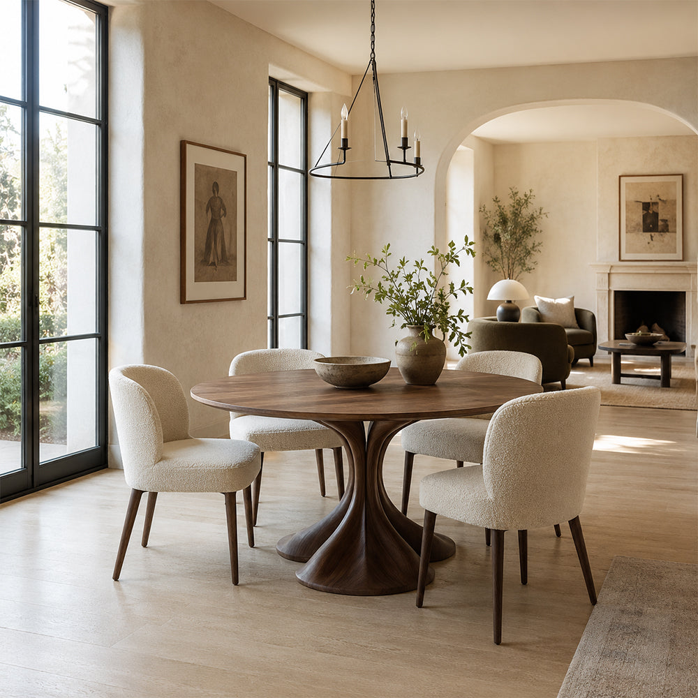 Sculptural Walnut Pedestal Dining Table