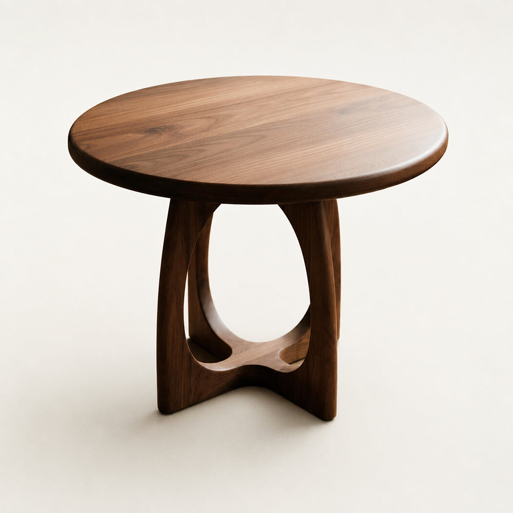 Sculptural Round Walnut Coffee Table