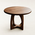 Sculptural Round Walnut Coffee Table
