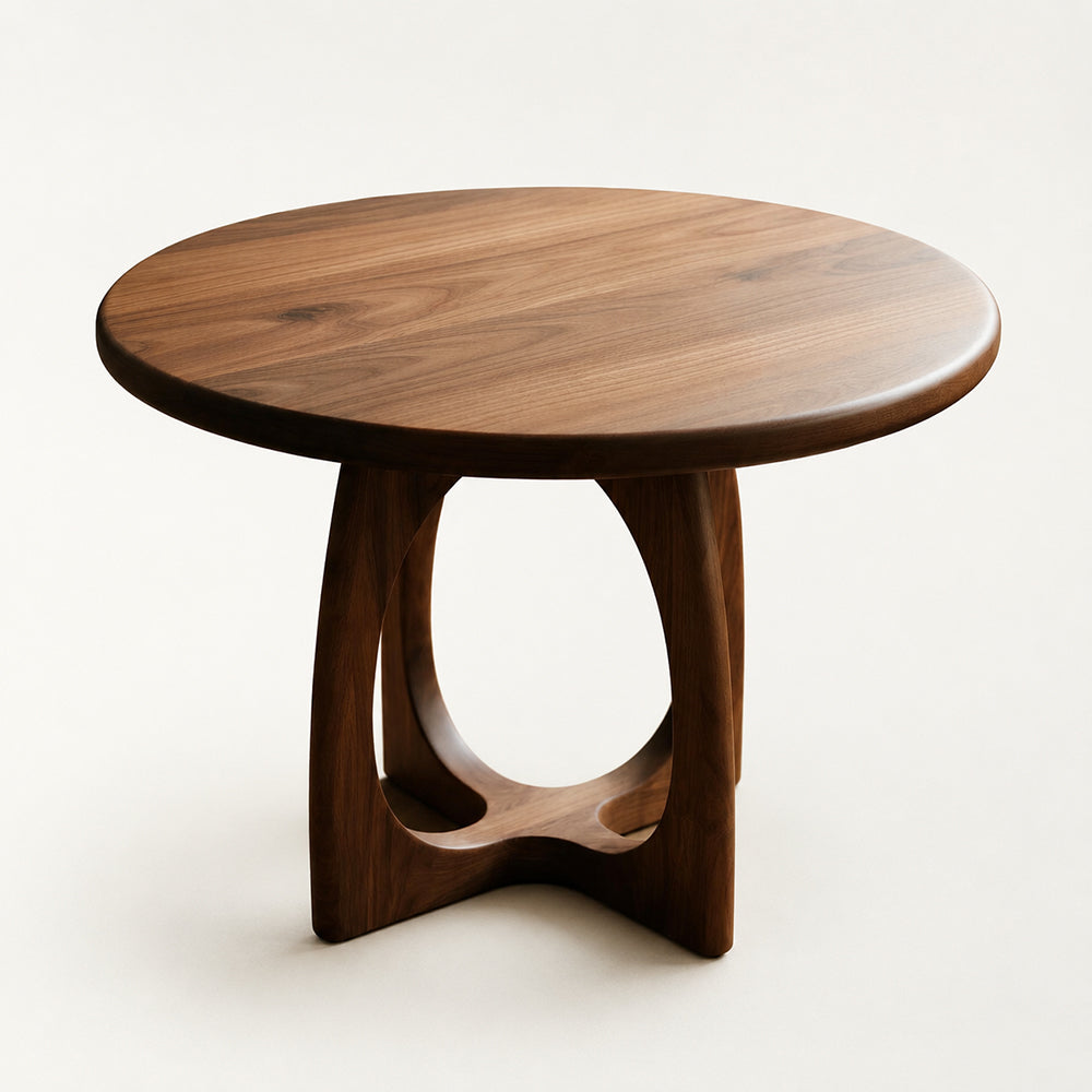 Sculptural Round Walnut Coffee Table