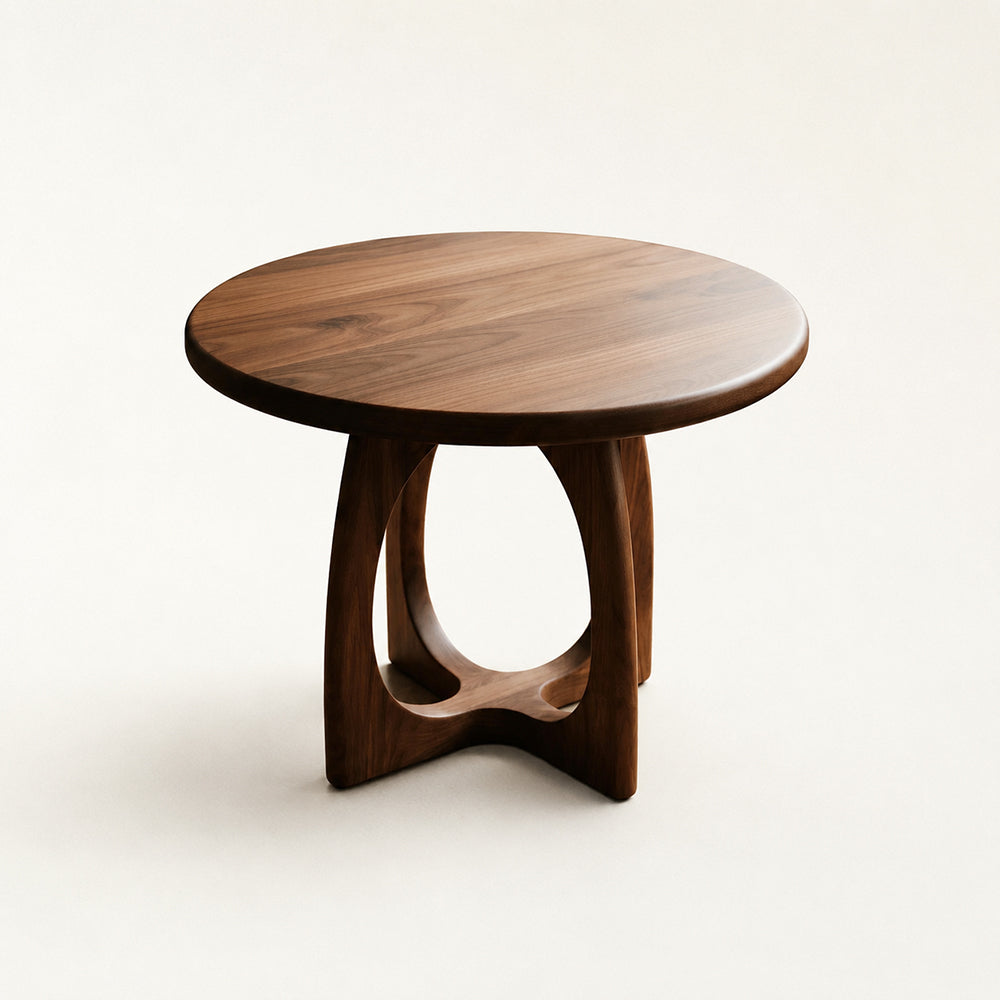 Sculptural Round Walnut Coffee Table