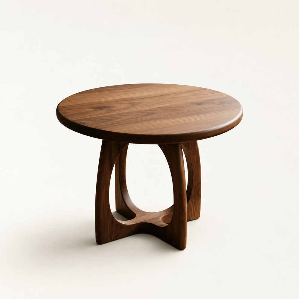 Sculptural Round Walnut Coffee Table