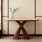 Arched Walnut Travertine Console Table