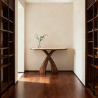 Arched Walnut Travertine Console Table