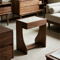 Nola-Walnut & Marble-Top Narrow Side Table