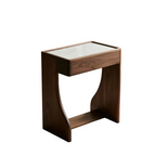 Nola-Walnut & Marble-Top Narrow Side Table