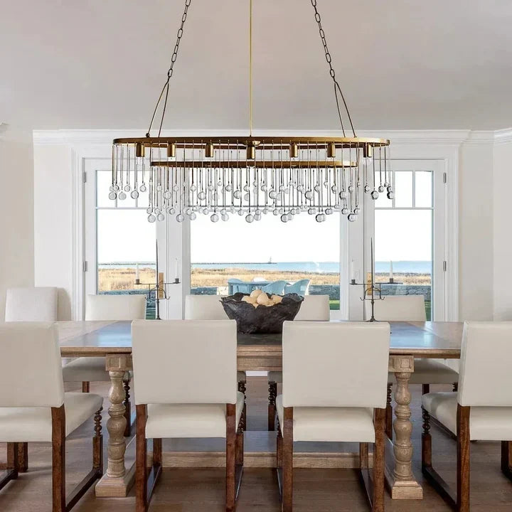 Aubrey Oval Crystal Ball 7 Light Chandelier