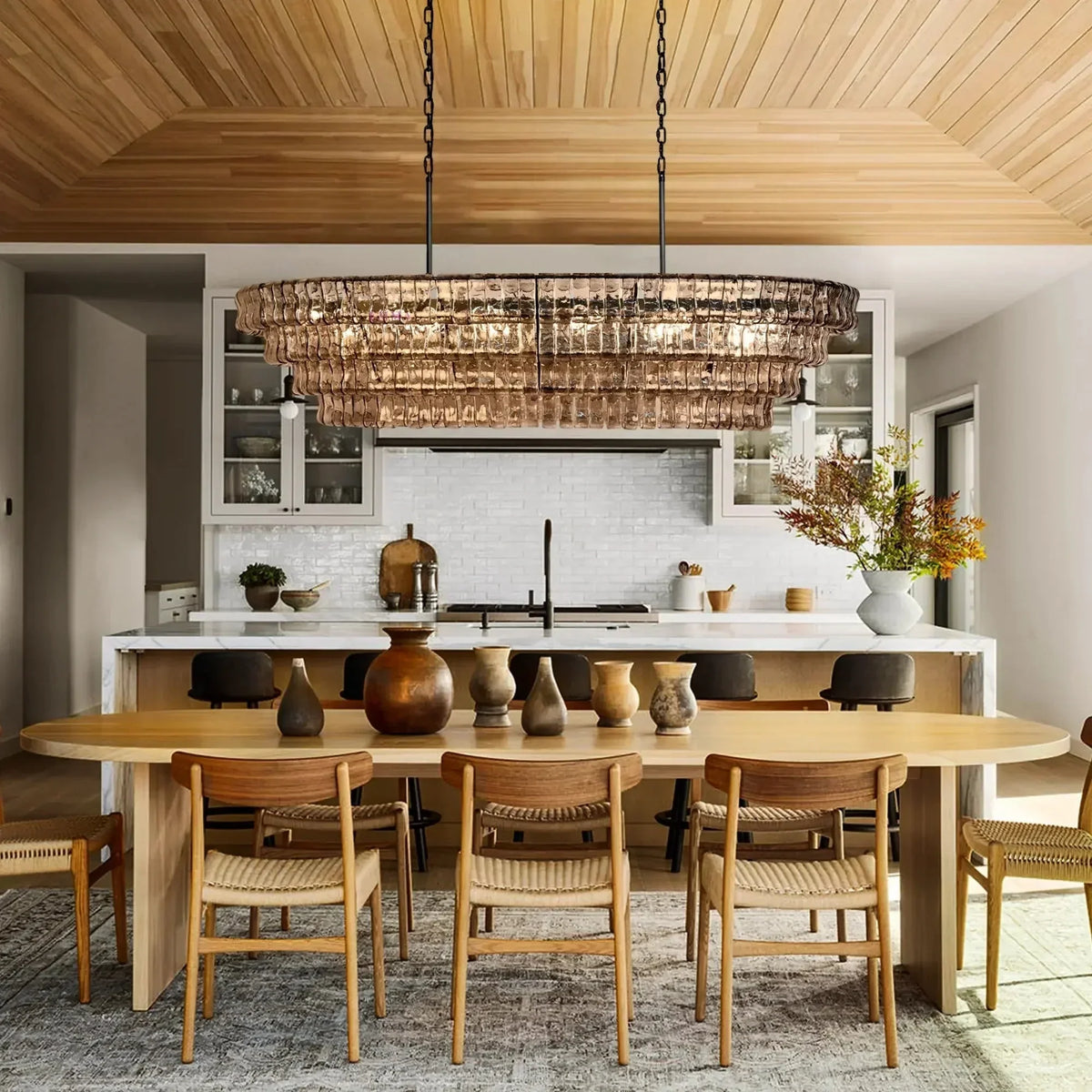 Ghiaccio Glass Oval Chandelier 54''65''